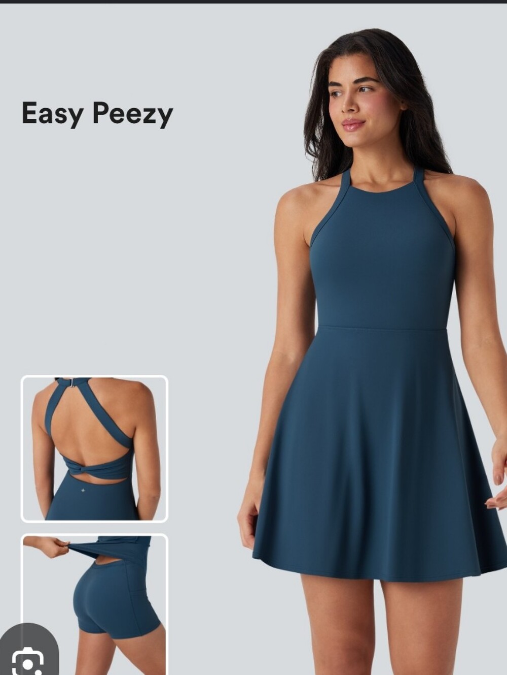 Nwt Halara Tennis preppy Blue Halter A-Line Dress M